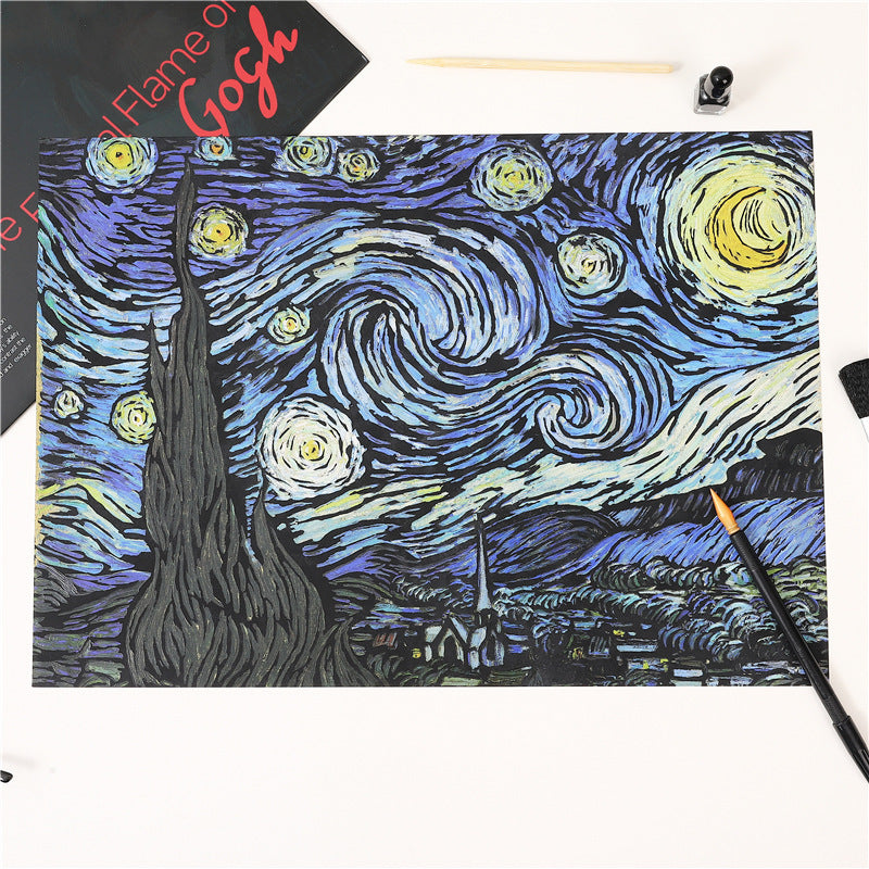 Van Gogh Scraping Colorful Scratch Paper Picture Book Pressure-reducing Creative Painting
