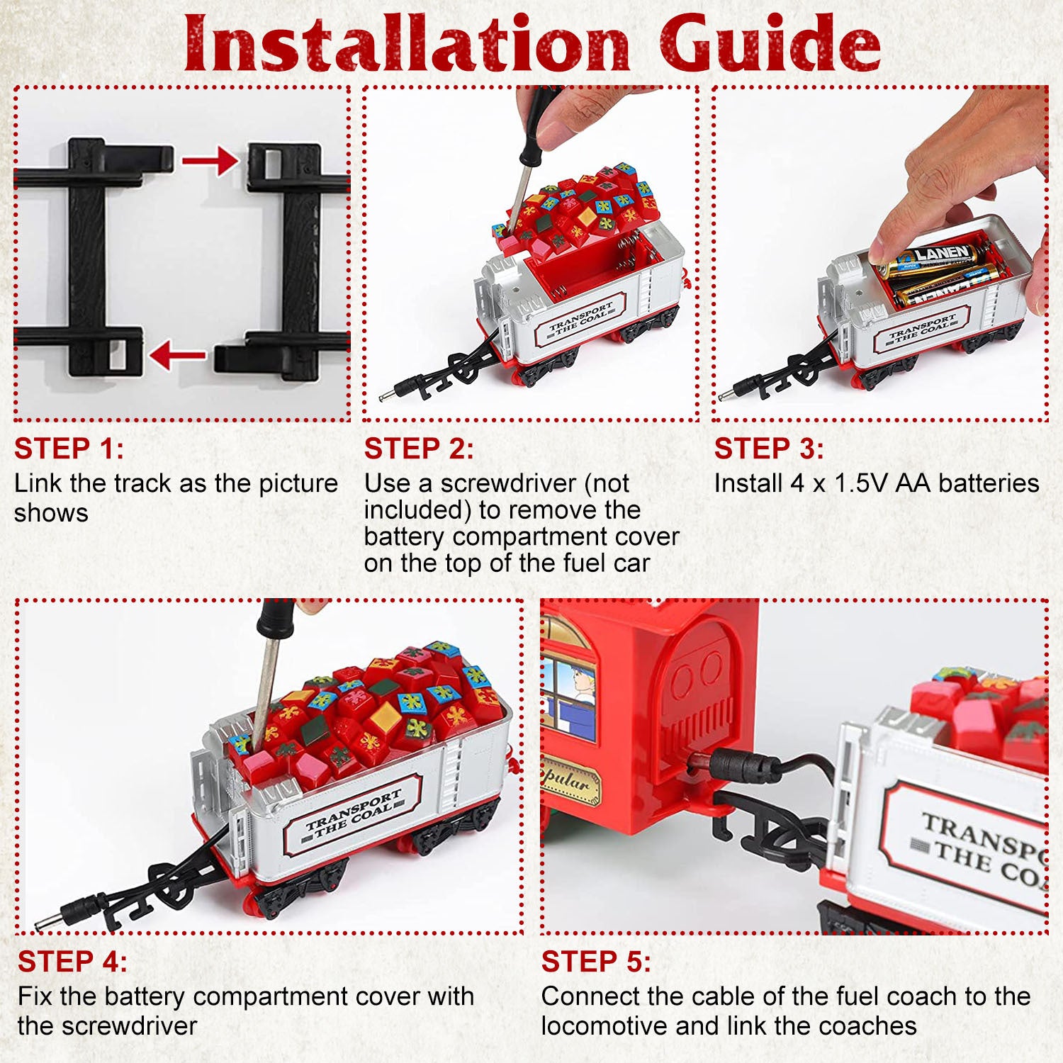 Electric Train Set Kid Toy Xmas Steam Train Kit Tree Surround Track Battery Operated With Sound Light Santa Claus Christmas Gift
