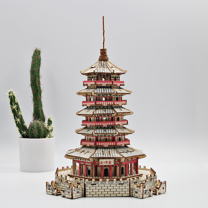 DIY Wooden Three-dimensional Puzzle Leifeng Tower Building Model