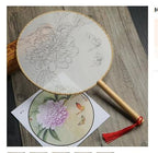 Meticulous hand painting blank round fan diy round silk