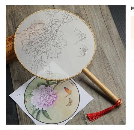 Meticulous hand painting blank round fan diy round silk