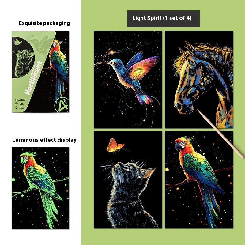 Luminous A5 Scraping Painting Colorful Scratch Art Paper