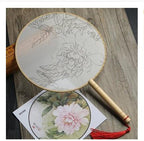 Meticulous hand painting blank round fan diy round silk