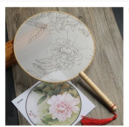 Meticulous hand painting blank round fan diy round silk