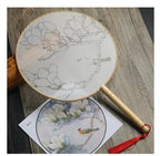 Meticulous hand painting blank round fan diy round silk