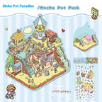Cartoon Decompression Landscape Stickers Creative Miniature Scene Collage DIY