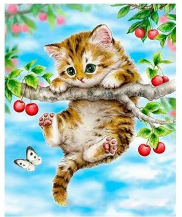 Cat Stuck In A Tree - DIY Painting By Numbers Kit