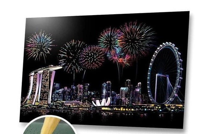 Decorative painting scratch Scraping painting drawing paper world Sightseeing pictures decoration birthday gifts