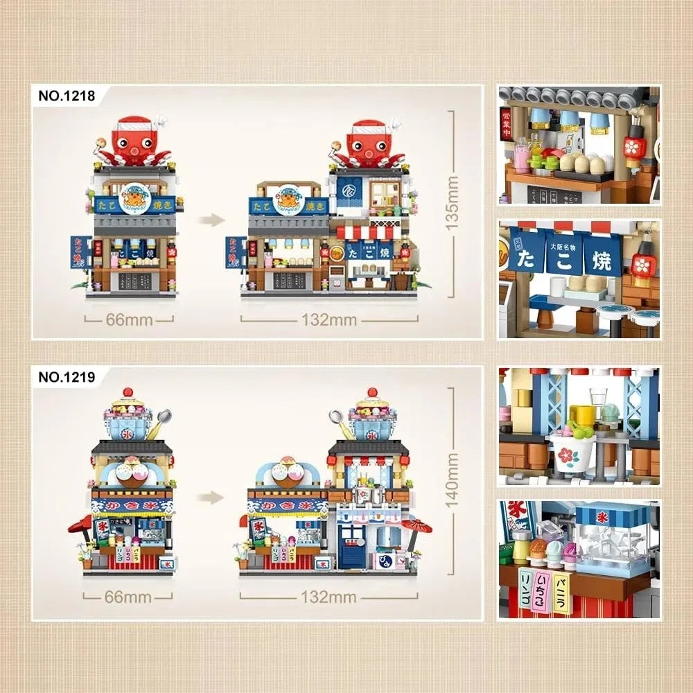 4 PACK Brick Building Set For Kids, 2969 PCS Building Blocks Kit Japanese Street Building Toy Set Gift For 6-15 Years Old Kid And Adult