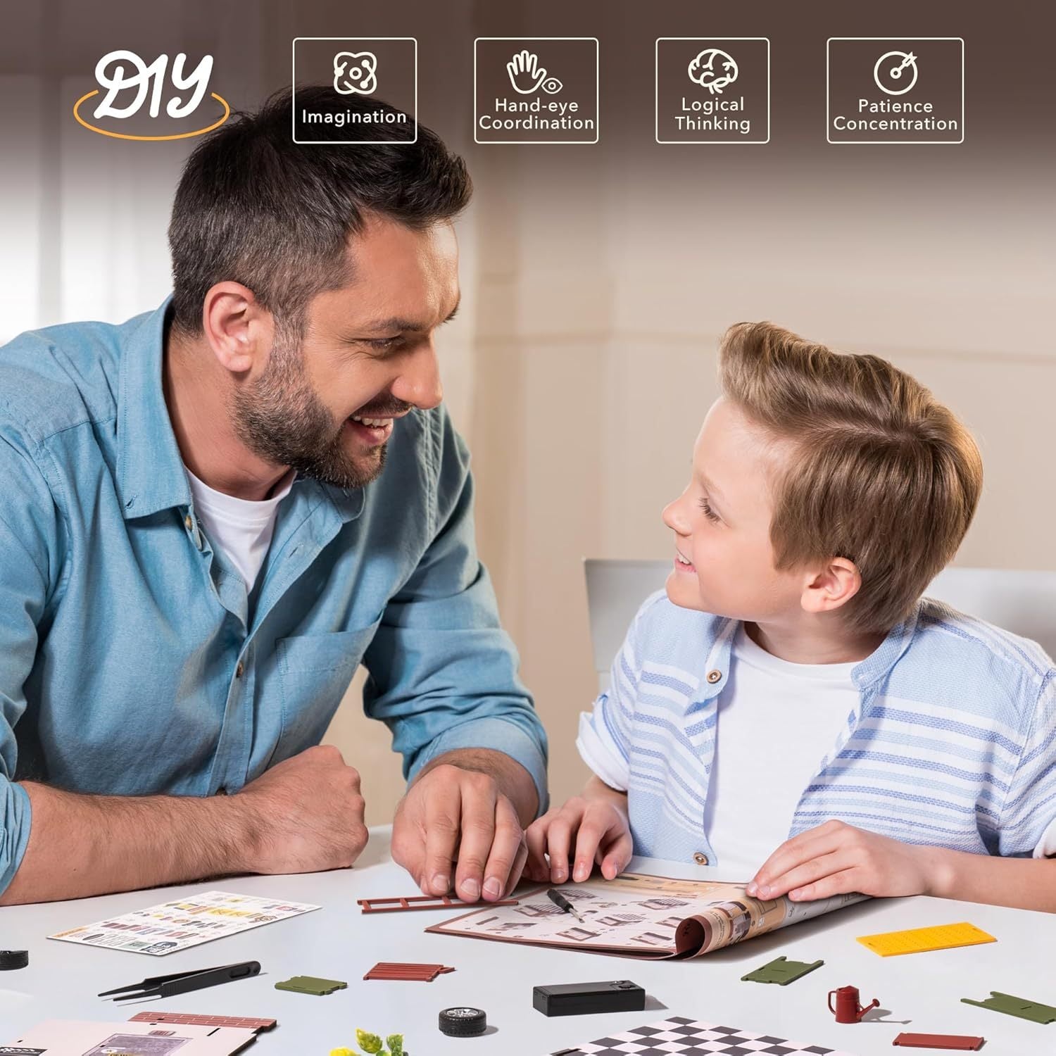 ROBOTIME DIY Miniature House Kit Garage Workshop With Light, Wooden Dollhouse Model Building Kit For Adults And Children, Holiday Birthday Gifts For Boys Girls DG165