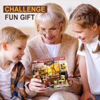 ROBOTIME DIY Miniature House Kit Garage Workshop With Light, Wooden Dollhouse Model Building Kit For Adults And Children, Holiday Birthday Gifts For Boys Girls DG165