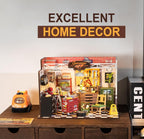 ROBOTIME DIY Miniature House Kit Garage Workshop With Light, Wooden Dollhouse Model Building Kit For Adults And Children, Holiday Birthday Gifts For Boys Girls DG165