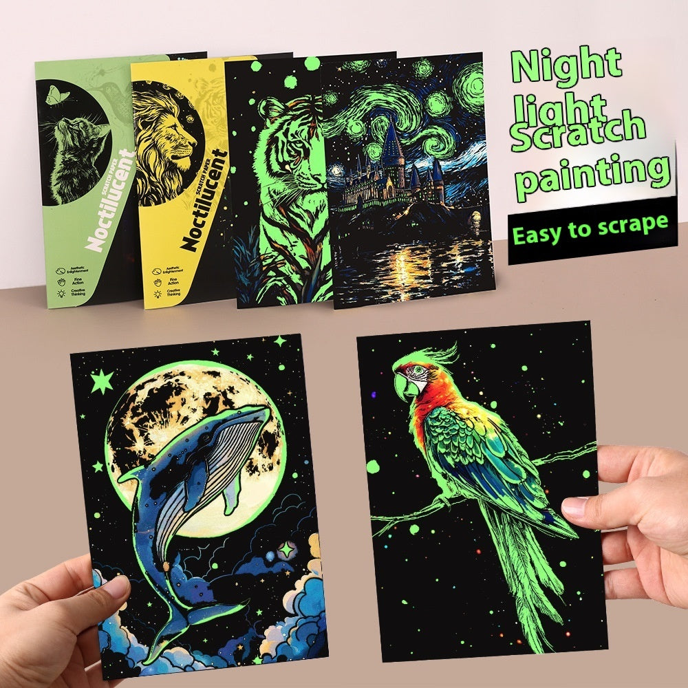 Luminous A5 Scraping Painting Colorful Scratch Art Paper