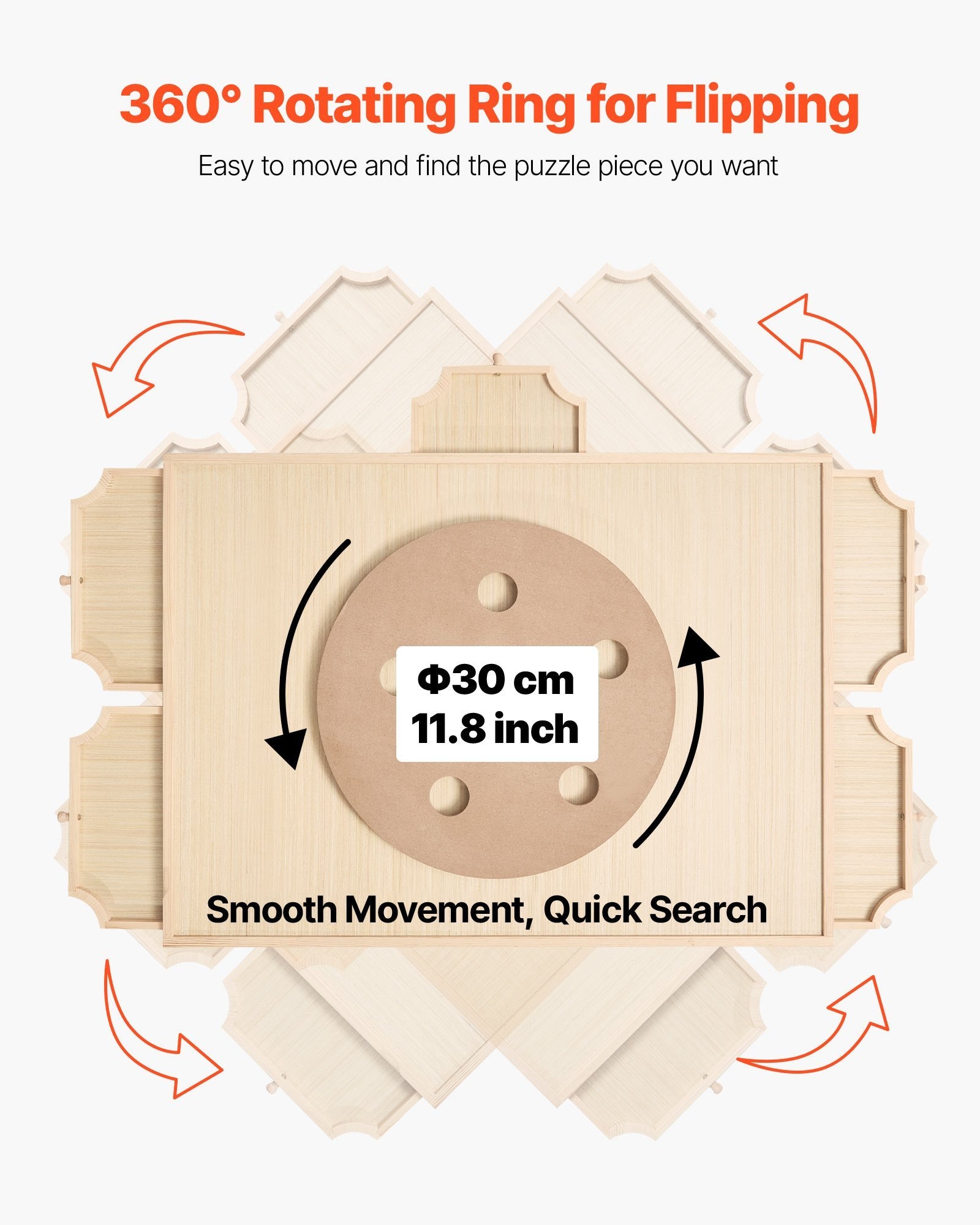 Puzzle Board With Drawer Cover Portable Wooden Jigsaw 29x21 In