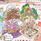 Cartoon Decompression Landscape Stickers Creative Miniature Scene Collage DIY
