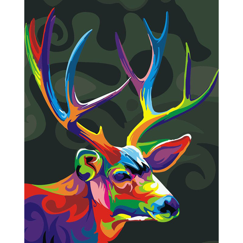 picture by numbers on canvas diy Colorful Stag painting by numbers with acrylic paints new