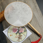 Meticulous hand painting blank round fan diy round silk