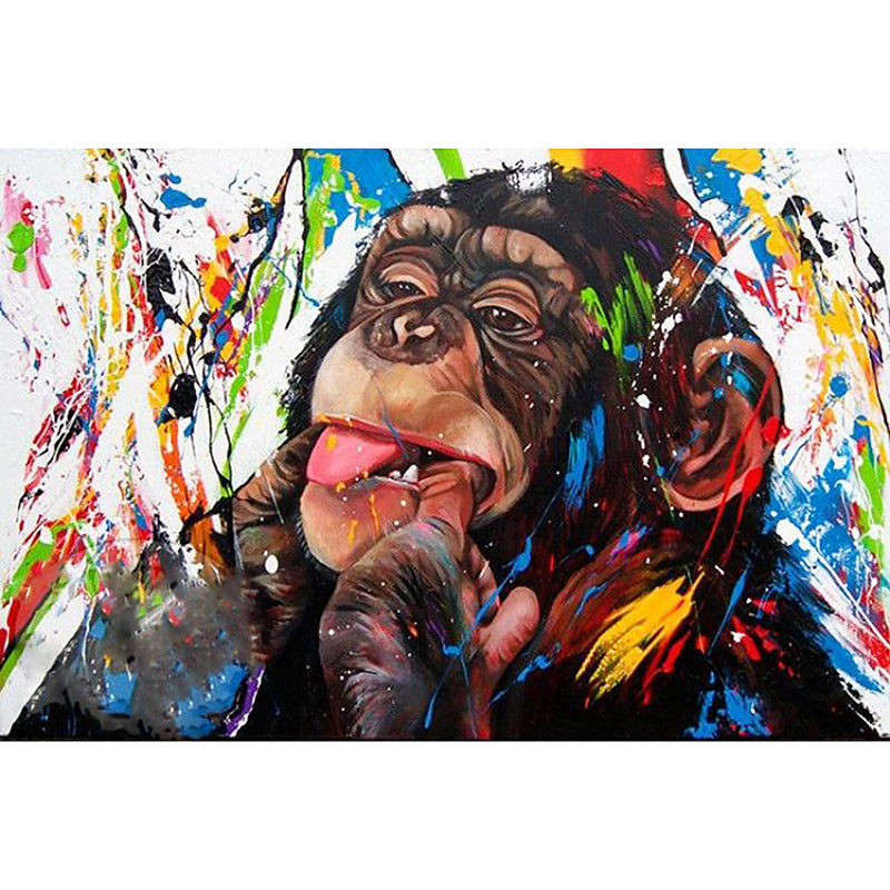 Painted monkey, diamond and diamond painting