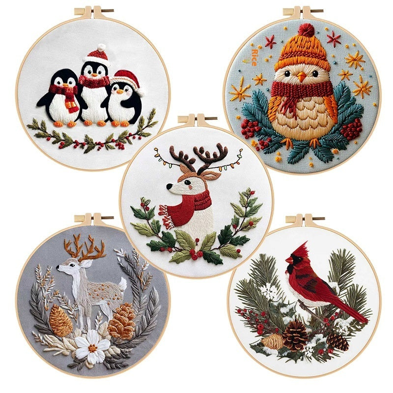 Christmas Animal Embroidery Kit English Description