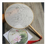 Meticulous hand painting blank round fan diy round silk