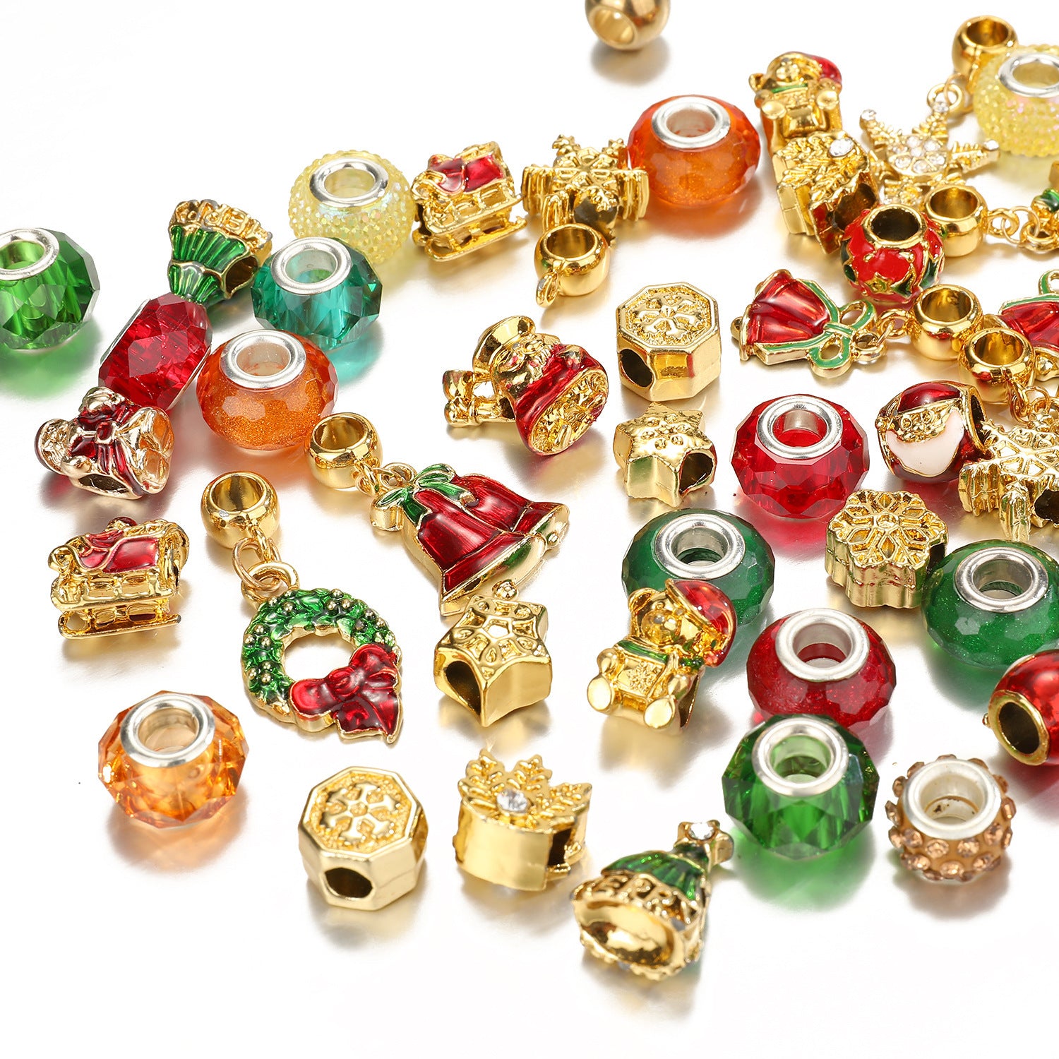 Christmas Beads Alloy Large Hole Beads DIY Set