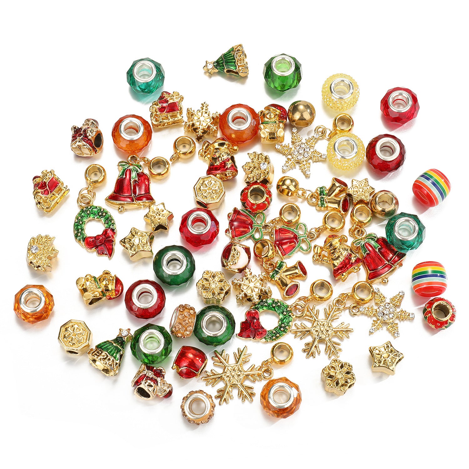 Christmas Beads Alloy Large Hole Beads DIY Set