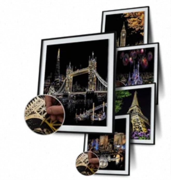 Decorative painting scratch Scraping painting drawing paper world Sightseeing pictures decoration birthday gifts