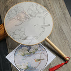 Meticulous hand painting blank round fan diy round silk