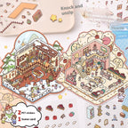 Cartoon Decompression Landscape Stickers Creative Miniature Scene Collage DIY