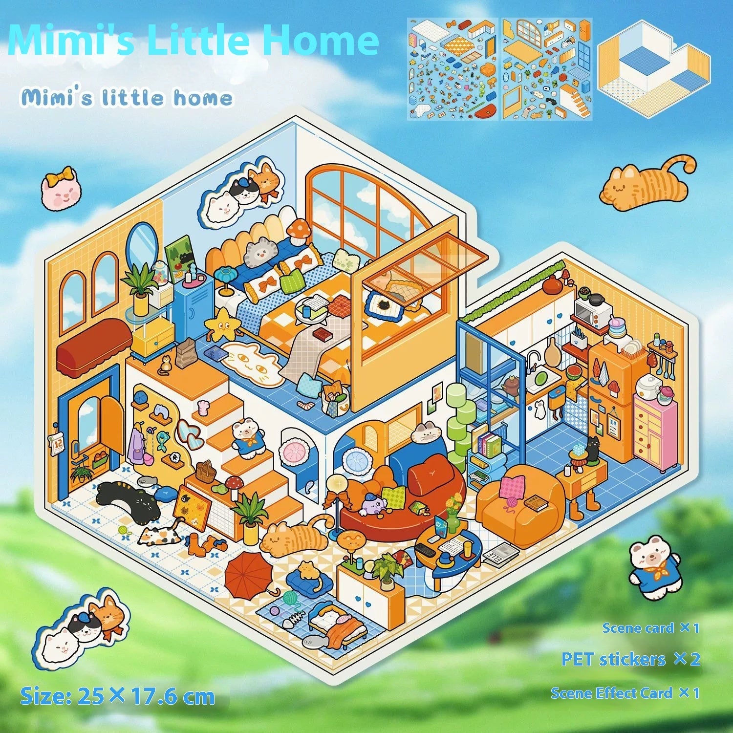 Large Hand Account Manual Decompression Stickers Miniature Scene Collage 3D Stickers