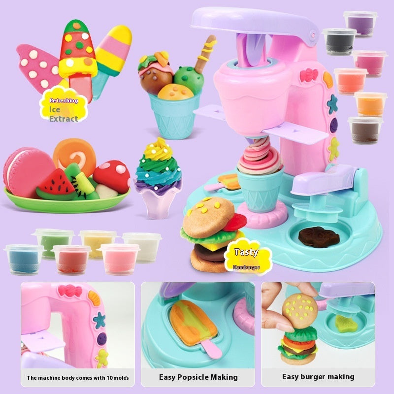 Fun Colored Clay Ice Cream Machine Children's Making Mold Suit Educational Toys