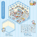 Cartoon Decompression Landscape Stickers Creative Miniature Scene Collage DIY