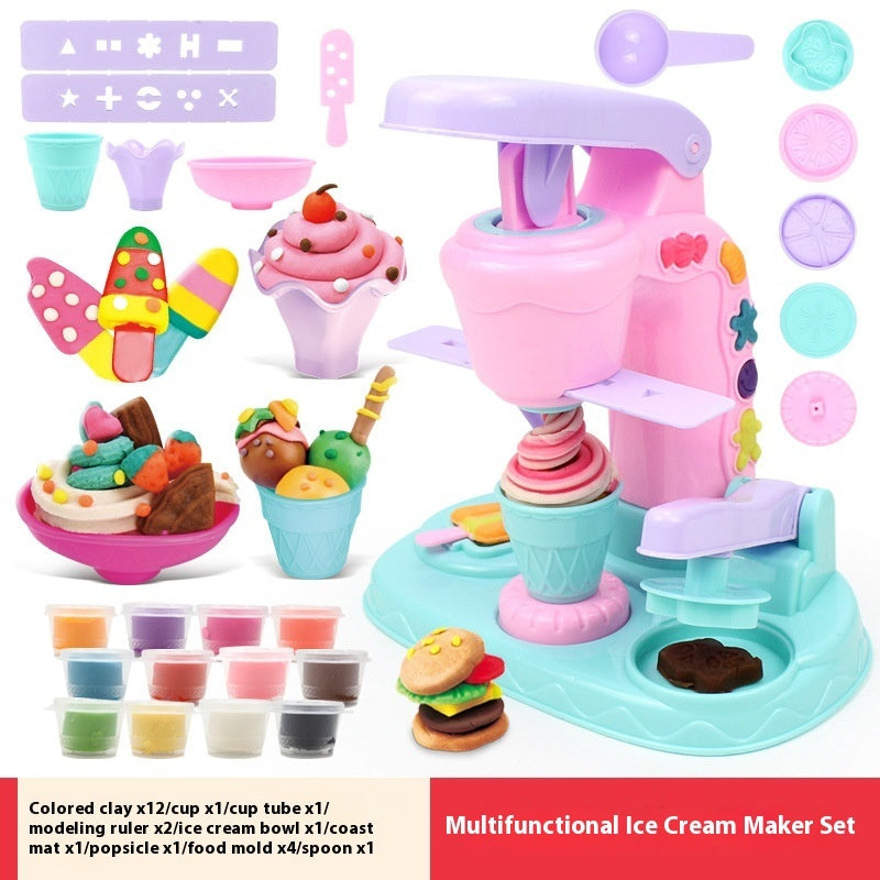 Fun Colored Clay Ice Cream Machine Children's Making Mold Suit Educational Toys