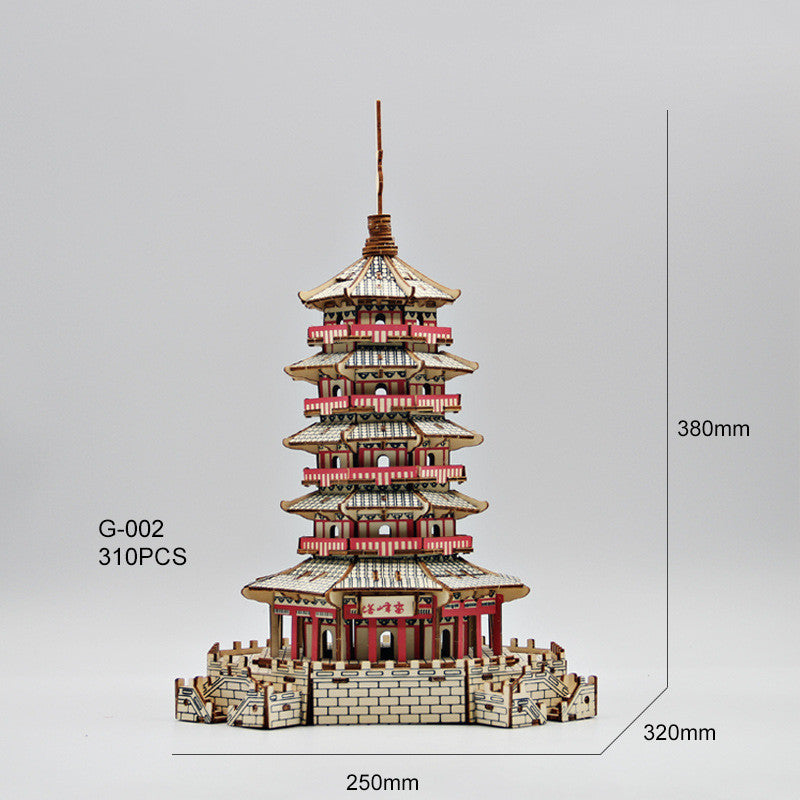 DIY Wooden Three-dimensional Puzzle Leifeng Tower Building Model