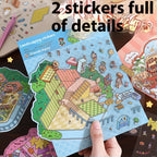 Cartoon Decompression Landscape Stickers Creative Miniature Scene Collage DIY