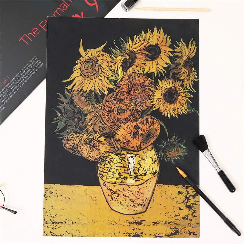 Van Gogh Scraping Colorful Scratch Paper Picture Book Pressure-reducing Creative Painting