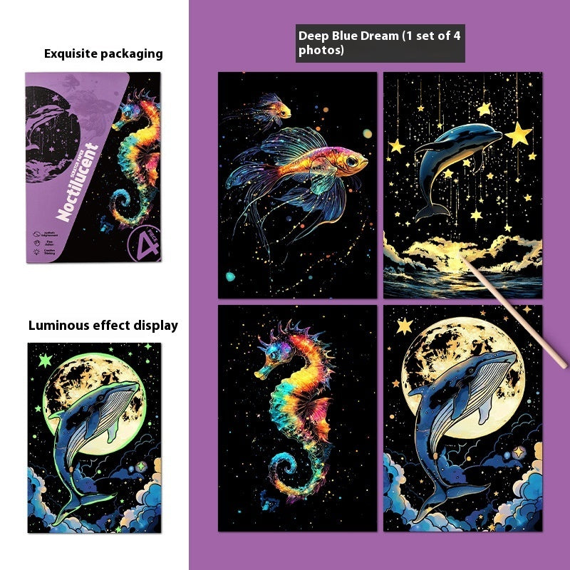 Luminous A5 Scraping Painting Colorful Scratch Art Paper