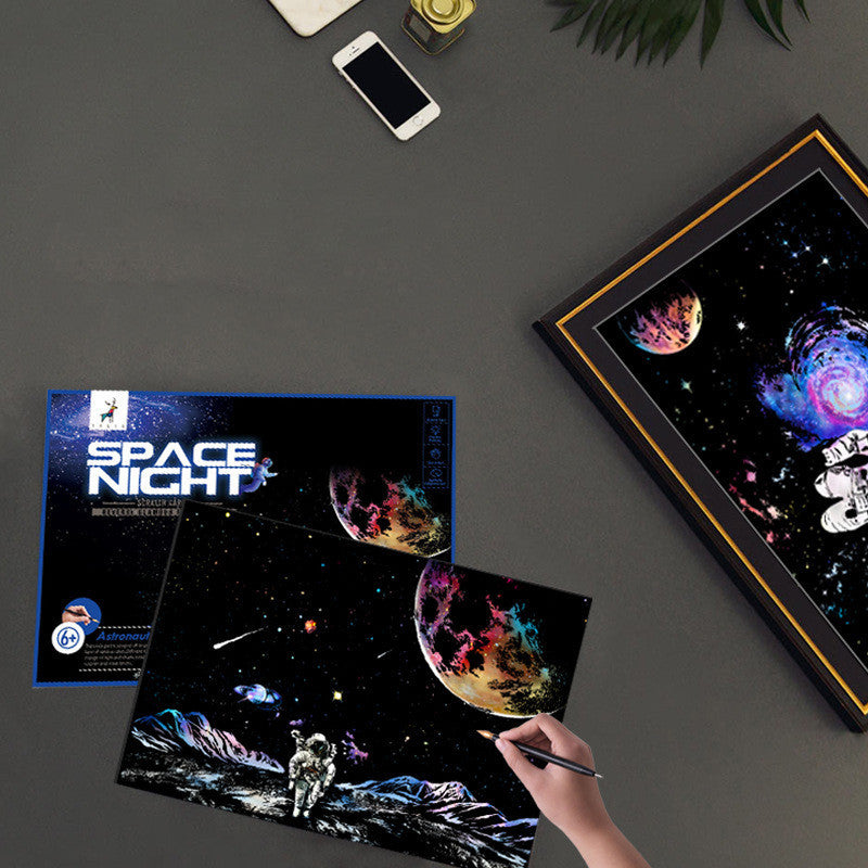 Space Planet Astronaut Scratch Painting Toys