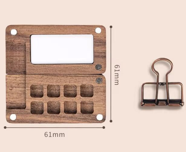 Mini Walnut Color Box Shi Mingke Watercolor Sub-package 8 Colors Portable Sketch Journal Book Travel Watercolor Painting Set